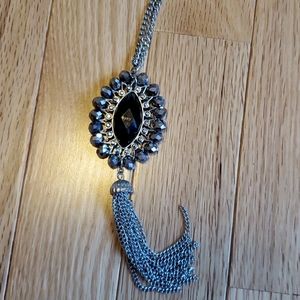 Long Black/Silver color Necklace